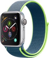 Nylon watch bandje - Blauw / Groen  - 42/44/45mm - M/L - Series 1 2 3 4 5 6 7 SE - Geschikt voor Apple Watch
