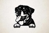 Wanddecoratie - Hond - Rottweiler 12 - XS - 27x25cm - Zwart - muurdecoratie - Line Art
