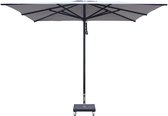 INOWA Relax Parasol - Ø 300 cm - Lichtgrijs - Vierkant - Alu frame - Olefin doek- Inclusief beschermhoes - Inclusief zilveren parasolvoet 45 kg staal