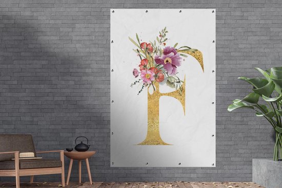 Décoration murale Lettre - Fleurs - dessin - 120x180 cm - Poster jardin - Toile jardin - Poster extérieur