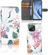 Telefoonhoesje Xiaomi Mi 11 Lite | Xiaomi 11 Lite NE Wallet Bookcase Bird Flowers