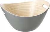 Bamboehouten serveerschaal/saladekom - Grijs - 30 x 26 cm