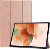 Samsung Galaxy Tab S7 FE Hoes - Mobigear - Tri-Fold Serie - Kunstlederen Bookcase - Roségoud - Hoes Geschikt Voor Samsung Galaxy Tab S7 FE