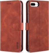 AZNS Skin Feel Kalf Textuur Horizontale Flip Leren Case met Kaartsleuven & Houder & Portemonnee Voor iPhone 7 Plus/8 Plus (Bruin)