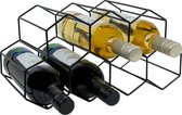 QUVIO Wijnrek - Wijnkast - Drankkast - Wijnrekken - Wijnrek staand - Wijnaccessoire - Metaal - Voor 7 flessen - 19 x 35 x 18 cm (lxbxh) - Zwart