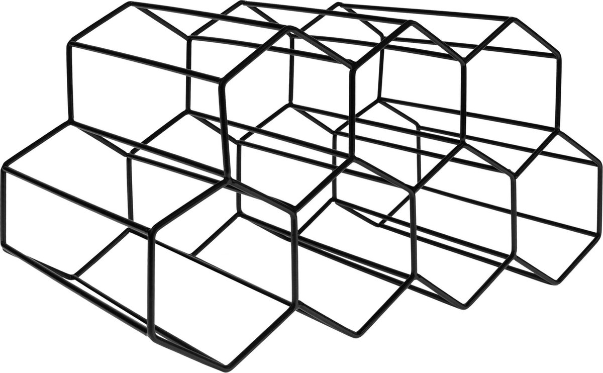 QUVIO Wijnrek - Wijnkast - Drankkast - Wijnrekken - Wijnrek staand - Wijnaccessoire - Metaal - Voor 7 flessen - 19 x 35 x 18 cm (lxbxh) - Zwart – foto 8