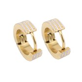 Fako Bijoux® - Oorbellen - Oorringen - RVS - Staal - Geborsteld Trio - 13mm - Goudkleurig