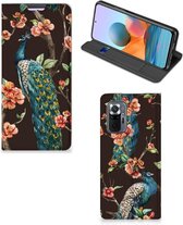 Stand Case Xiaomi Redmi Note 10 Pro Telefoonhoesje Pauw met Bloemen