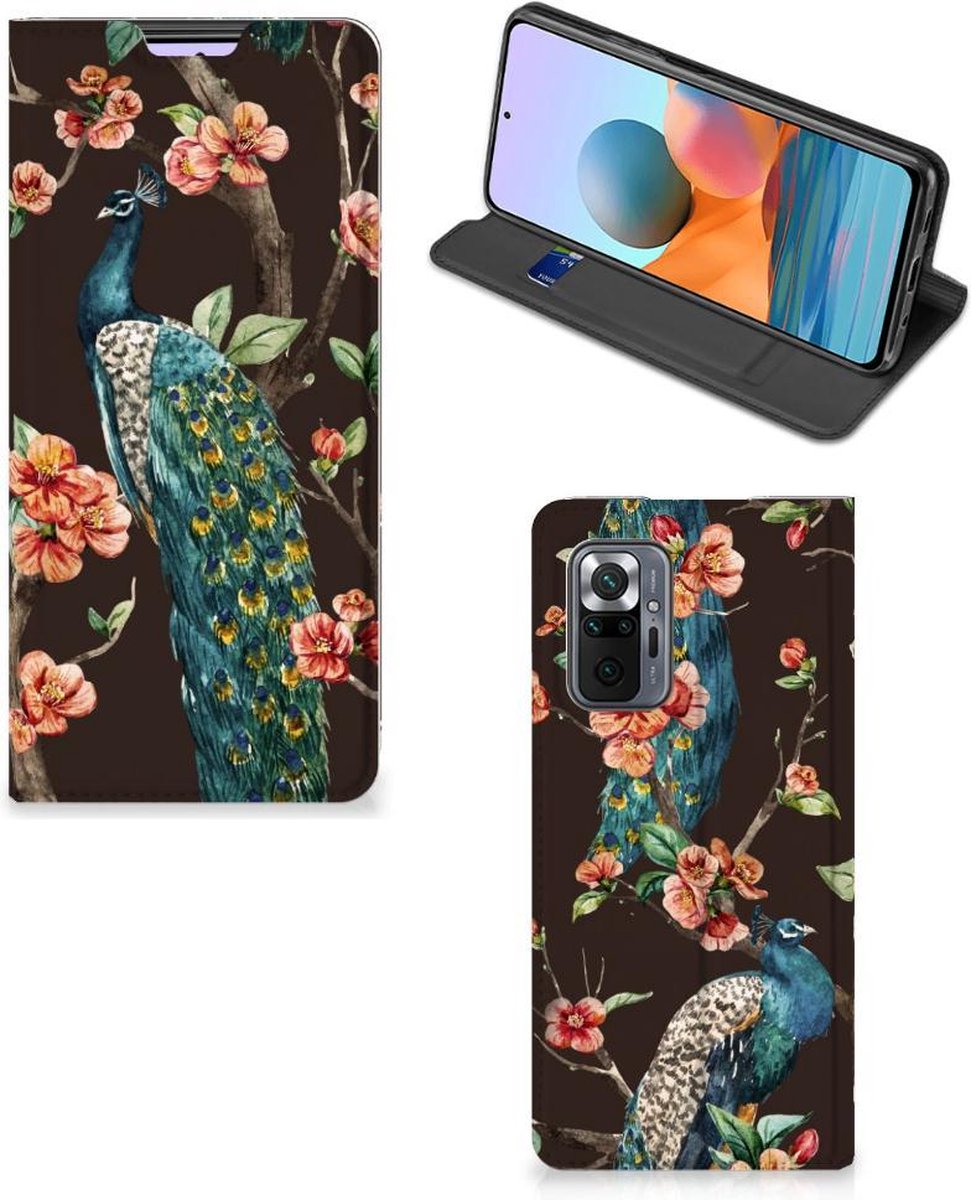 Xiaomi Redmi Note 10 Pro Hoesje maken Pauw met Bloemen