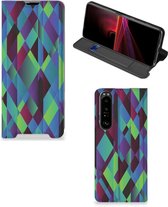 Etui Sony Xperia 1 III Bookcase Abstrait Vert Blauw