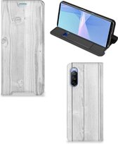 Smartphonehoesje met naam Sony Xperia 10 III Telefoonhoesje Wit Hout