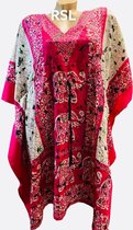 Dames kaftan/tuniek met olifantenprint 1024/S onesize 36-50 roze/wit