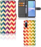 Leuk Telefoonhoesje Sony Xperia 10 III Smartphone Hoesje Zigzag Color