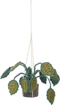 KidsDepot Hangplant Big Leaves Vilt - Sierplant - Kunstplant voor kinderkamer of woonkamer.