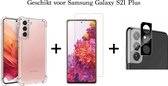 Samsung Galaxy S21 Plus hoesje shock proof case transparant - 1x Samsung S21 Plus Screen Protector + 1x Camera Lens Screenprotector