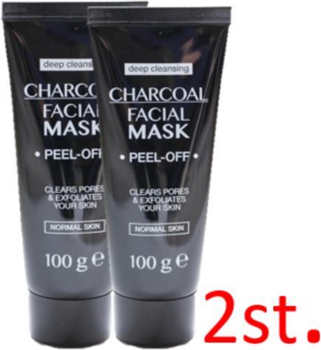 2x Houtskool Charcoal Facial Mask - Charcoal facial mask - Deep cleansing - Meeeter - Gezichtsverzorging - Peel-off - Normal skin - Houtskool - Spateltool - 2stuks..
