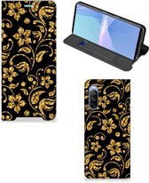 Bookcase Cadeau voor Oma Sony Xperia 10 III Telefoonhoesje Gouden Bloemen