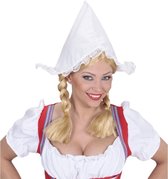 2x stuks boerinnen hoofdkapje wit voor dames - Carnaval verkleed hoeden