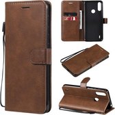 Voor Motorola Moto E7 Power Effen Kleur Horizontale Flip Beschermende Lederen Case met Houder & Kaartsleuven & Portemonnee & Fotolijst & Lanyard (Bruin)