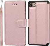 Effen textuur horizontale flip PU lederen tas met houder & kaartsleuven & fotolijst & portemonnee & riem voor iPhone 7/8 / SE 2020 (roze)