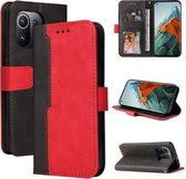 Voor Xiaomi Mi 11 Pro Zakelijke stiksels-kleur Horizontale Flip PU lederen tas met houder & kaartsleuven & fotolijst (rood)