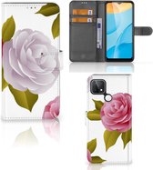 Wallet Book Case OPPO A15 Telefoon Hoesje Cadeau voor haar Roses