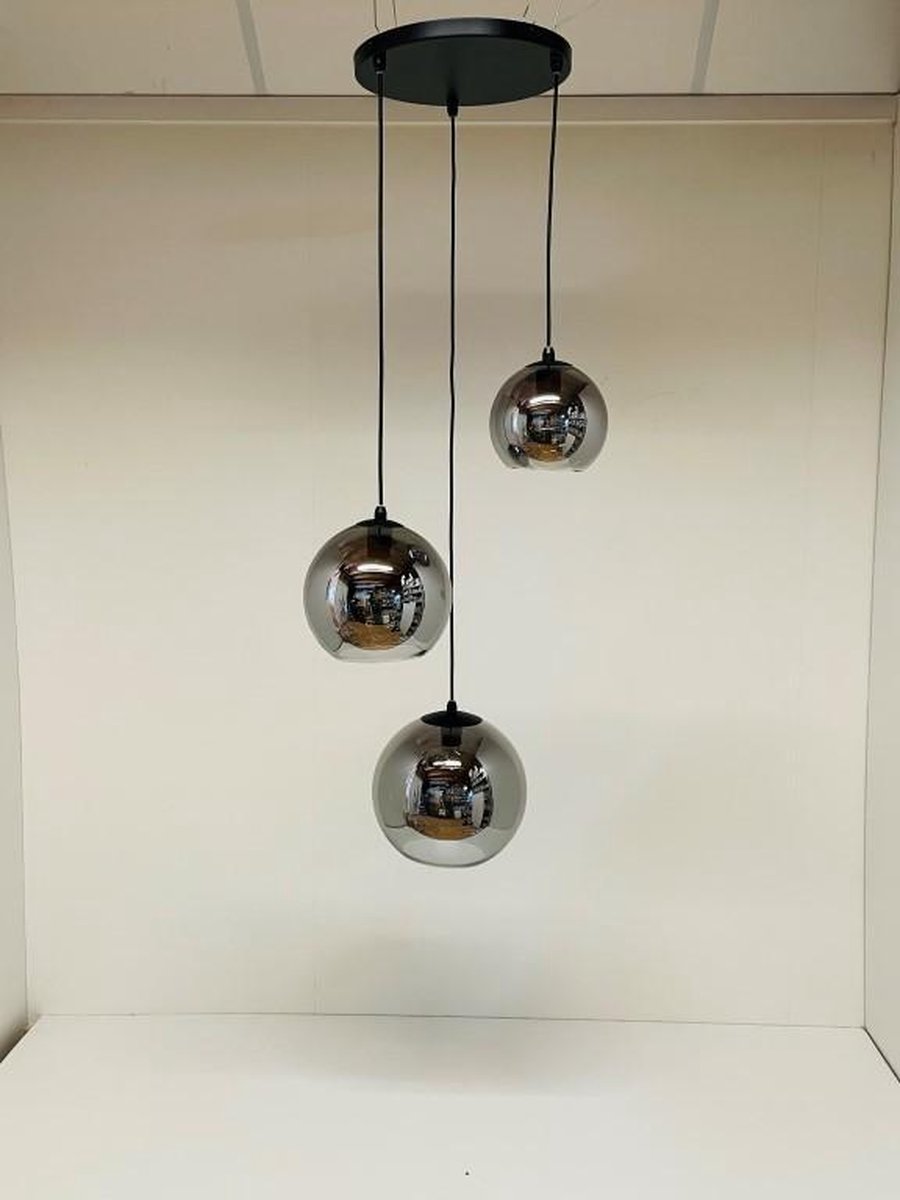 Hanglamp Smoking Glass - 3-lichts - Smoke Glas - 3 bollen - Rookglas