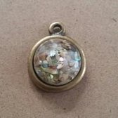 Hanger rond met cabochon brons 2 cm x 0.8 cm, 7 stuks