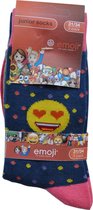 Emoji Meisjessokken- Multipack 2x 3 paar kousen - maat 27/30 - leuke smiley print - multicolor