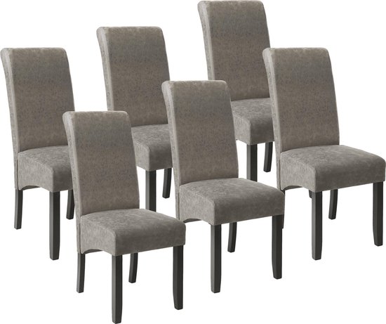 Nationaal vonnis compenseren tectake - 6 eetkamerstoelen met ergonomische zitvorm - grijs gemarmerd -  403629 | bol.com