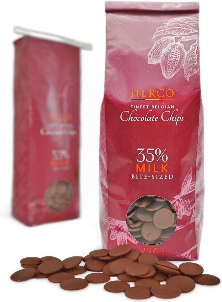 Melkchocolade 35% - Smeltchocolade Druppels - Hapklare Melk Chocolade Chips - 1 kg - Herco