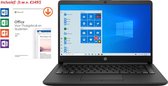 HP 14 inch Laptop - AMD Ryzen 3 - Zwart - 4GB RAM - 128GB SSD - Tijdelijk met GRATIS Office 2019 Home & Student t.w.v. €149 (verloopt niet, geen abonnement) & BullGuard Antivirus t