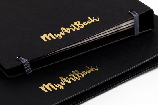 MyArt®Book Kunstenaarsmap ringband A5 kleur zwart met 1x 6 rings O-Mechaniek en 2 elastieken - MyArtBook