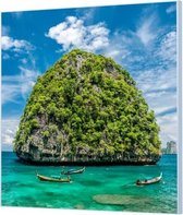 HalloFrame - Schilderij - Maya Bay Beach Thailand Wandgeschroefd - Zilver - 100 X 100 Cm