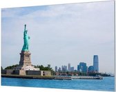 Wandpaneel Vrijheidsbeeld New York City  | 120 x 80  CM | Zilver frame | Wandgeschroefd (19 mm)