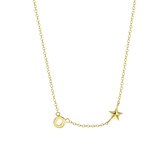 Lucardi Dames Ketting letter/stardust - Echt Zilver - Ketting - Cadeau - 45 cm - Goudkleurig