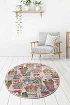 Nerge.be | Flowerpot Round 100 cm  | Decorative Vloerkleed | Antislip | Vivid Color