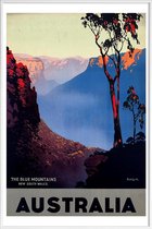 JUNIQE - Poster in kunststof lijst australia1 -30x45 /Blauw & Bruin