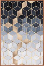 JUNIQE - Poster met kunststof lijst Soft Blue Gradient Cubes -13x18