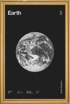 JUNIQE - Poster met houten lijst Earth -13x18 /Grijs & Zwart