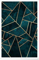 JUNIQE - Poster Deep Teal Stone -40x60 /Groen & Turkoois