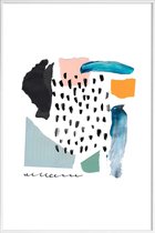 JUNIQE - Poster met kunststof lijst Windowpane -20x30 /Turkoois & Wit