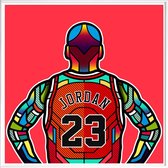 JUNIQE - Poster met kunststof lijst Jordan popart -20x20 /Rood