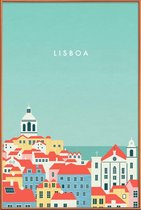 JUNIQE - Poster met kunststof lijst Retro Lissabon -13x18 /Kleurrijk