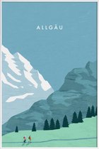 JUNIQE - Poster in kunststof lijst Allgäu - retro -20x30 /Blauw &