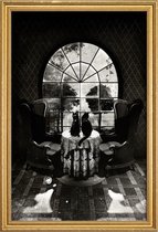 JUNIQE - Poster met houten lijst Room Skull -20x30 /Wit & Zwart
