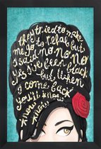 JUNIQE - Poster in houten lijst Rehab songtekst -40x60 /Blauw & Rood