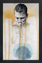 JUNIQE - Poster in houten lijst Chet Baker -40x60 /Geel & Grijs