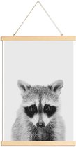 JUNIQE - Posterhanger Raccoon Classic -20x30 /Wit & Zwart