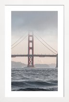 JUNIQE - Poster in houten lijst Golden Gate Bridge -20x30 /Grijs